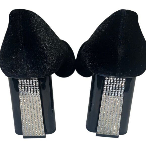 Kate Spade Sybil Black Velvet Rhinestone Block Heels Pumps Size 7 NIB - Picture 6 of 11
